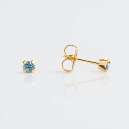 Tiny Tips 3mm Aquamarine Tiff – Gold Plated
