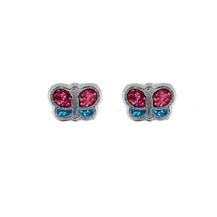 Studex Tiny Tips Pink Green Glitter Butterfly Stud Earrings