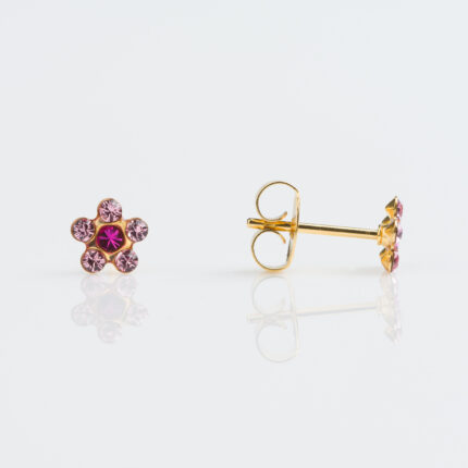 Studex tiny tips sensitive earrings gold Plated Daisy Light Rose Fuchsia Stud