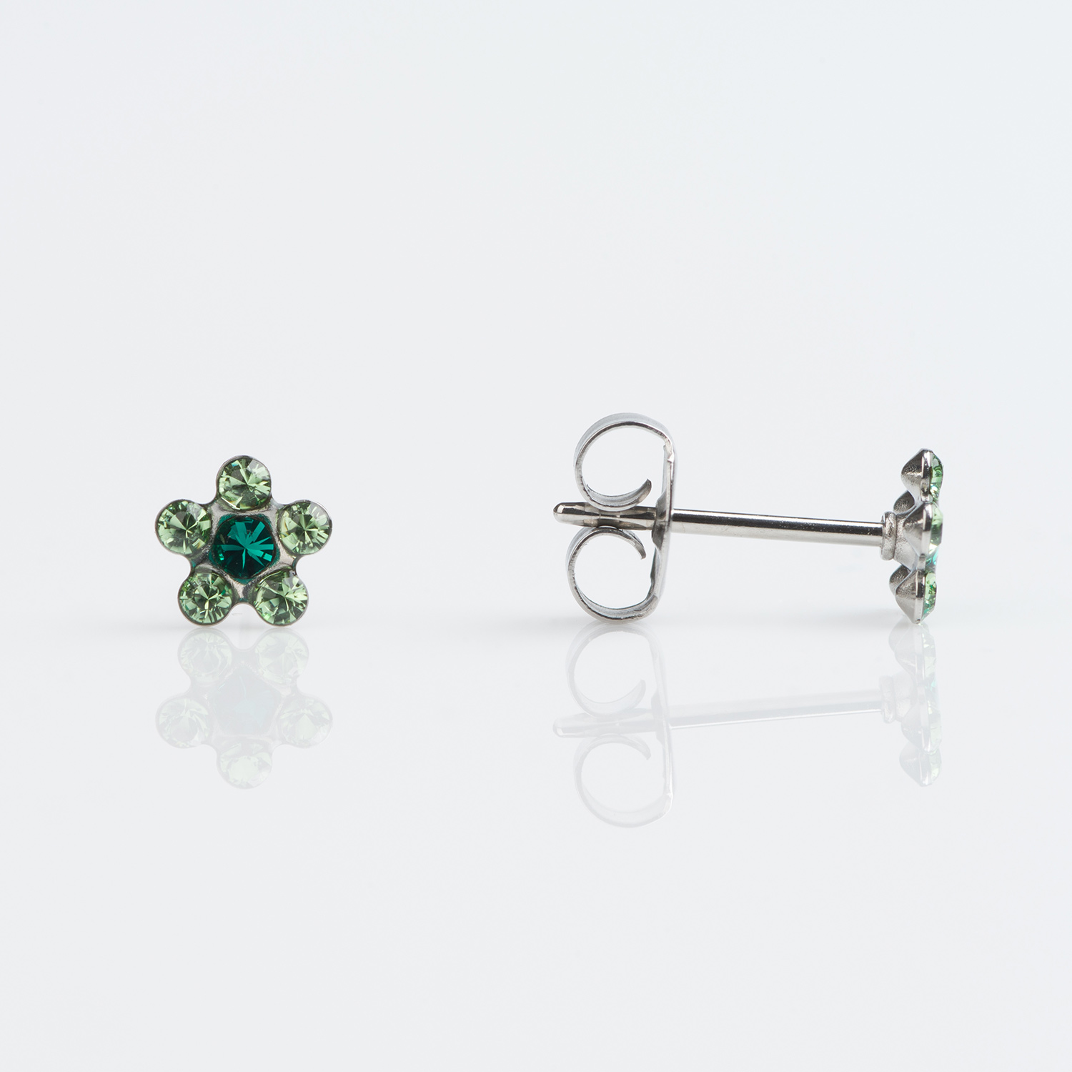 Studex Tiny Tips Stainless 5mm Daisy August Peridot May Emerald Stud Earring
