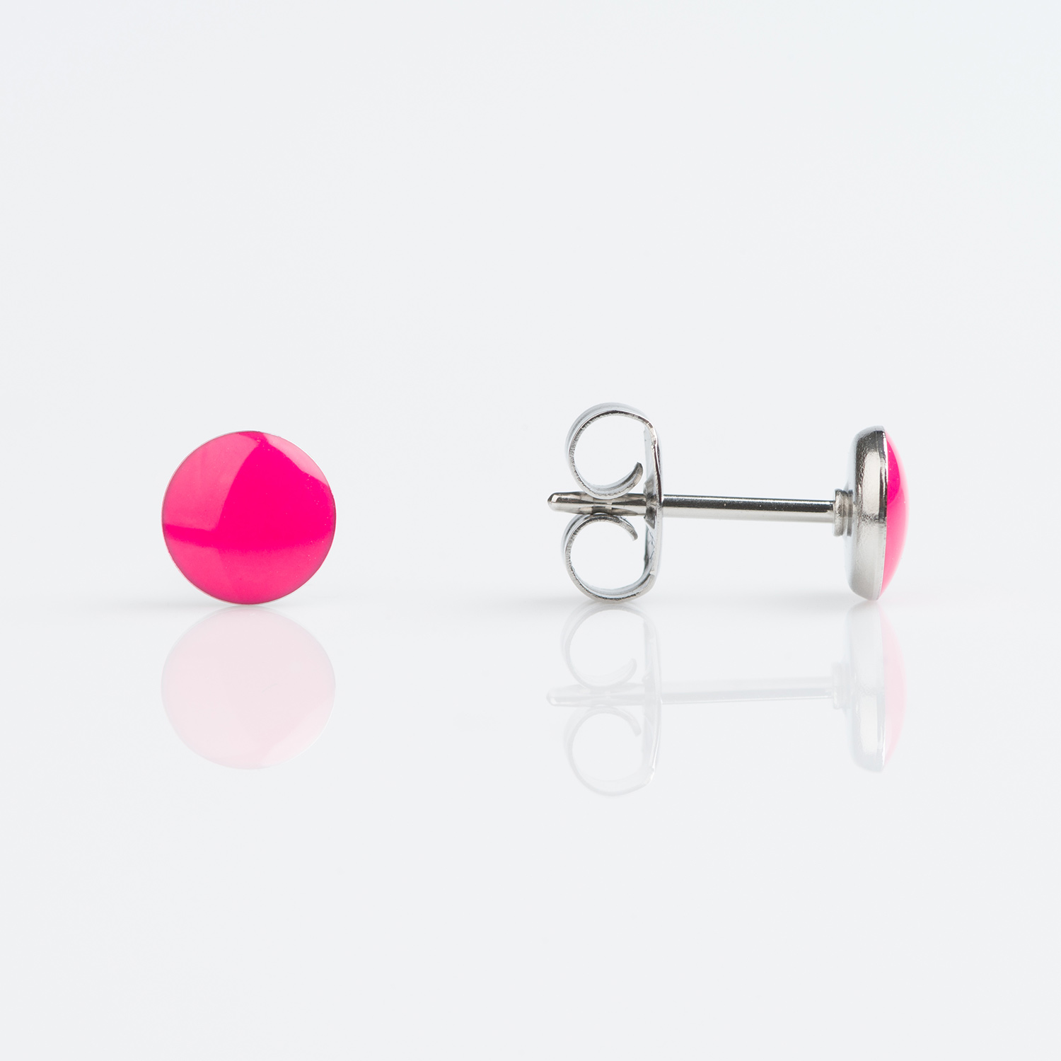 Tiny Tips Stainless 5mm Novelty Neon Hot Pink Button