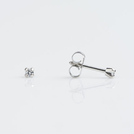 Studex Tiny Tips Stainless Tiff. 2mm Cubic Zirconia Stud Earrings