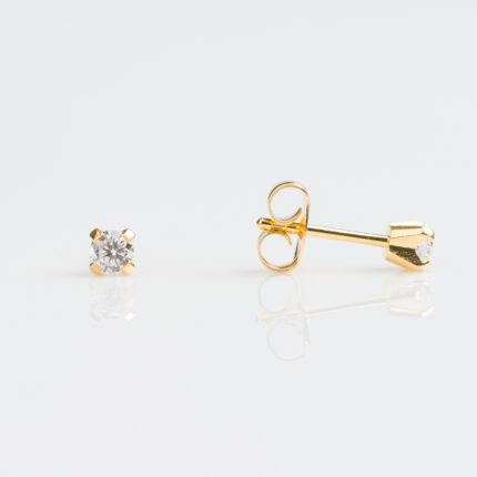Tiny Tips Gold Plated Tiff. 3mm Cubic Zirconia Stud Earrings