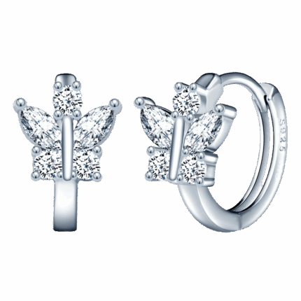 Charming Butterfly Huggie Earrings Kids Love – 925 Sterling Silver with White Enamel Design