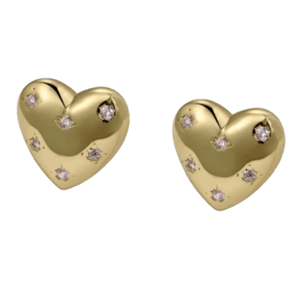 Yk Beauty Gold Plated Heart Earrings with Zircon Inlay for Women - Elegant & Timeless