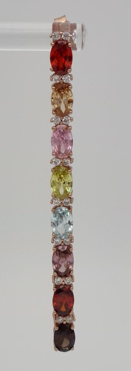 Drop Rose gold Plated sterling silver oval stone Earrings