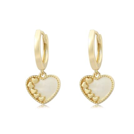 Gold Drop Heart Hoop Earrings – Elegant & Romantic Drop Design