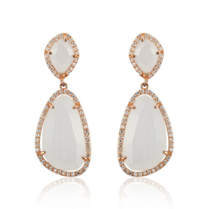 Rose gold Plated 925 silver 48*20mm Weight 11.5g Earrings