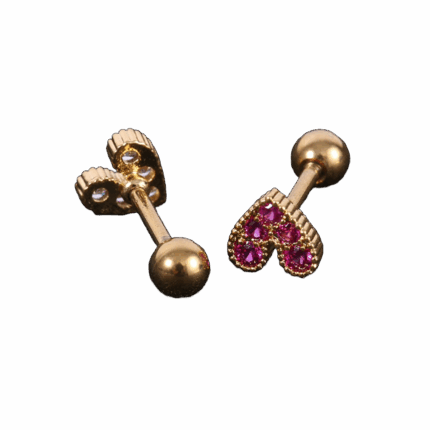 925 Silver with Rose Gold Plating Heart Stud