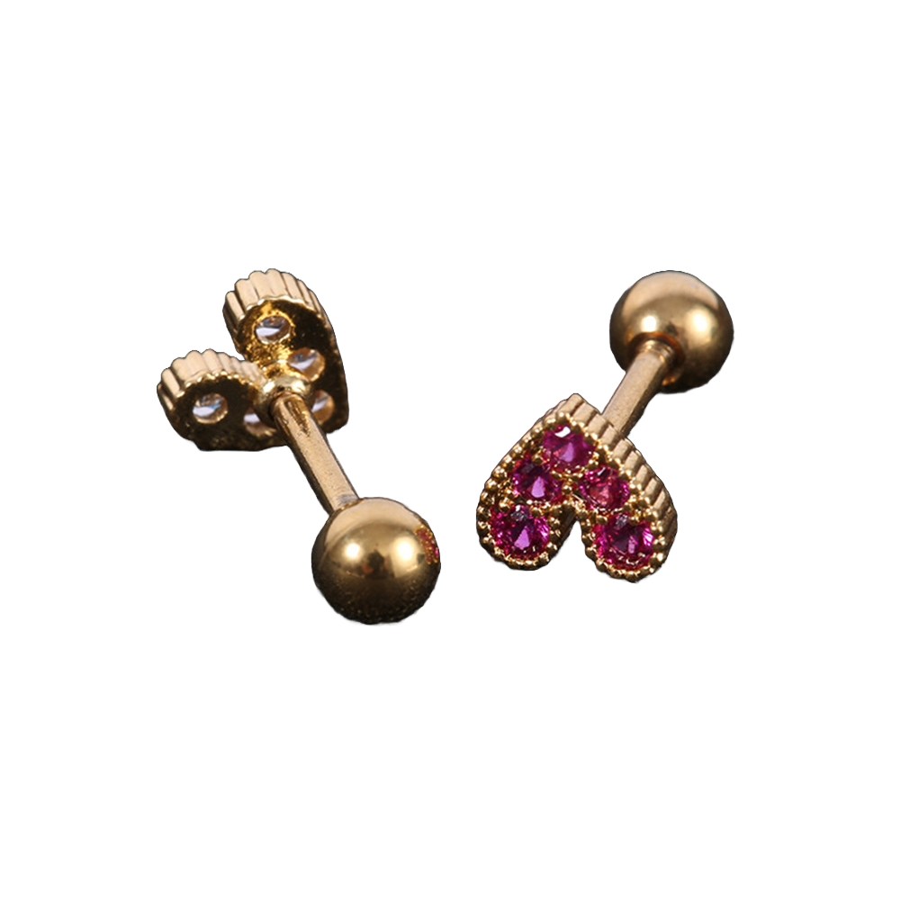 925 Silver with Rose Gold Plating Heart Stud