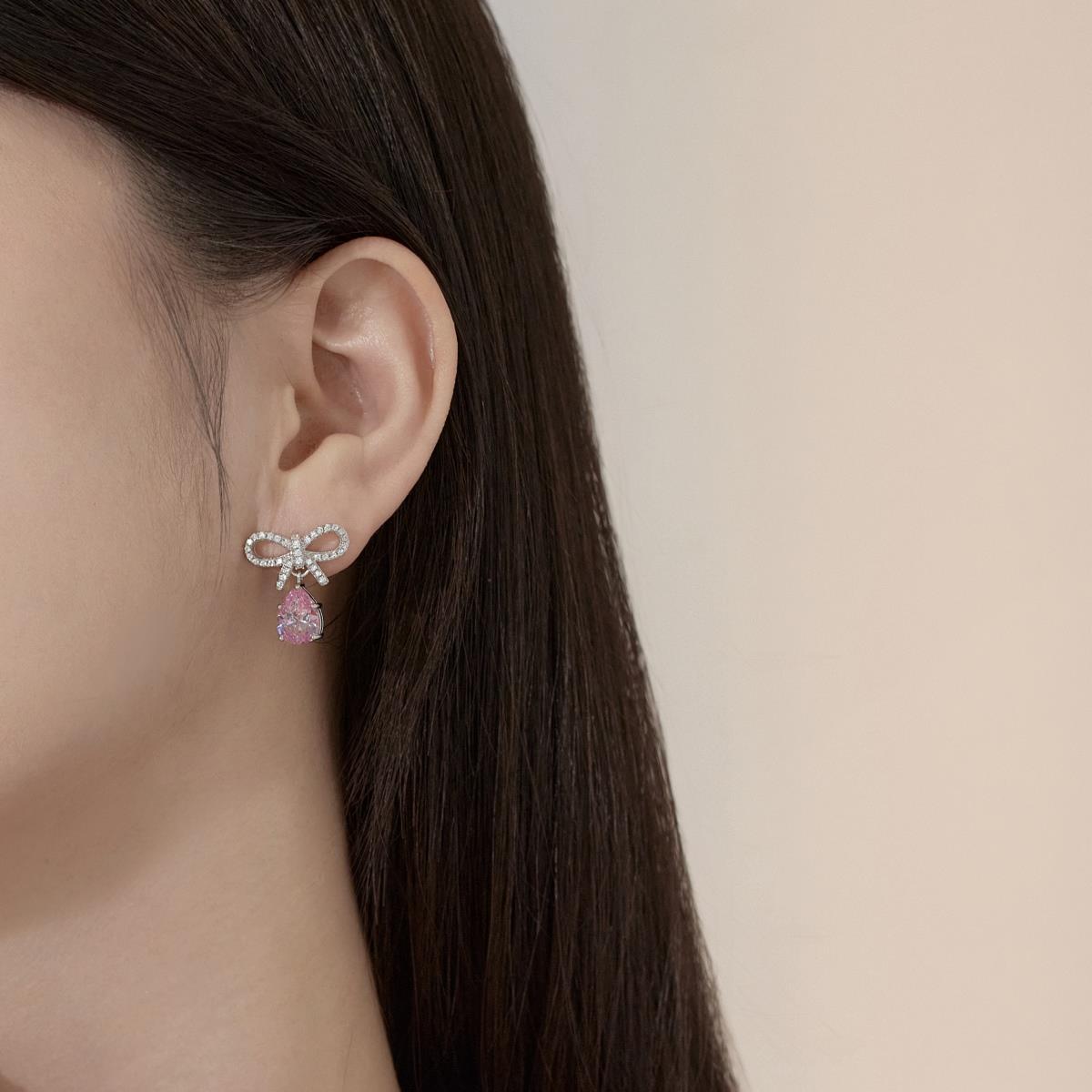 Elegant Blue Rhodium Plated Silver Earrings with Stunning 710mm Cubic Zirconia Stone - Image 2