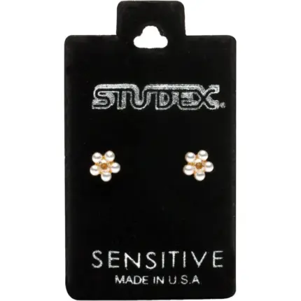 Studex Sensitive Gold Plated Daisy White Pearl Stud Earrings