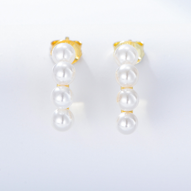 YK Beauty Gold Plated Sterling Silver Raining Pearls Earring - Image 3
