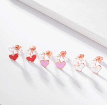 YK Beauty Rose Gold Plated Silver heart With Pearl