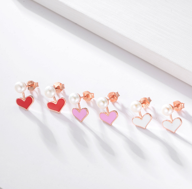 YK Beauty Rose Gold Plated Silver heart With Pearl