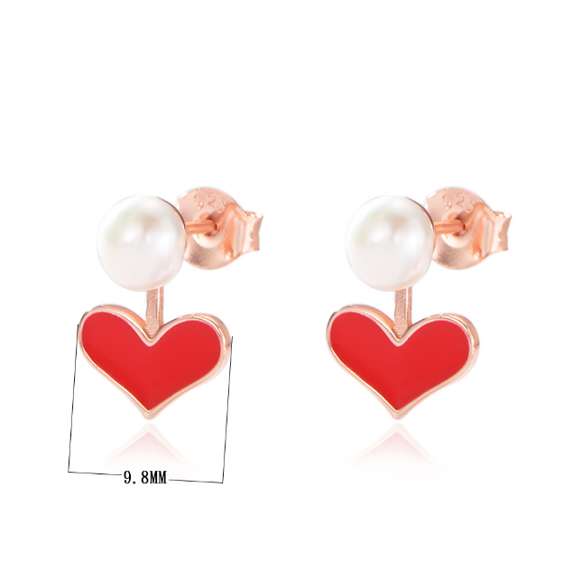 YK Beauty Rose Gold Plated Silver heart With Pearl - Image 2