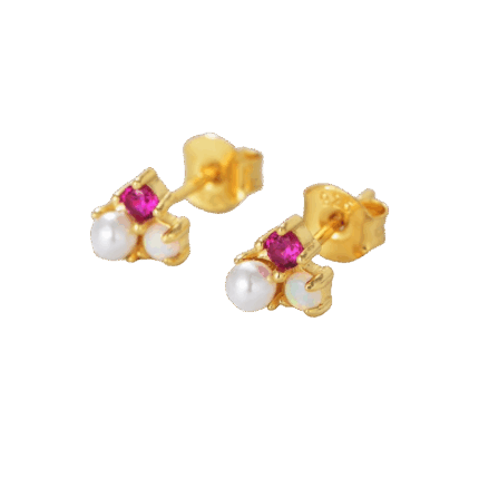 YK Beauty Gold Plated Sterling Silver Pearl Stone Stud Earrings