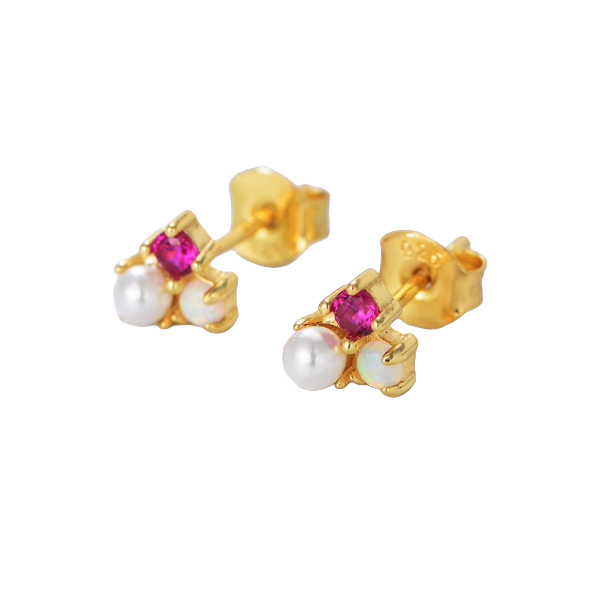 YK Beauty Gold Plated Sterling Silver Pearl Stone Stud Earrings